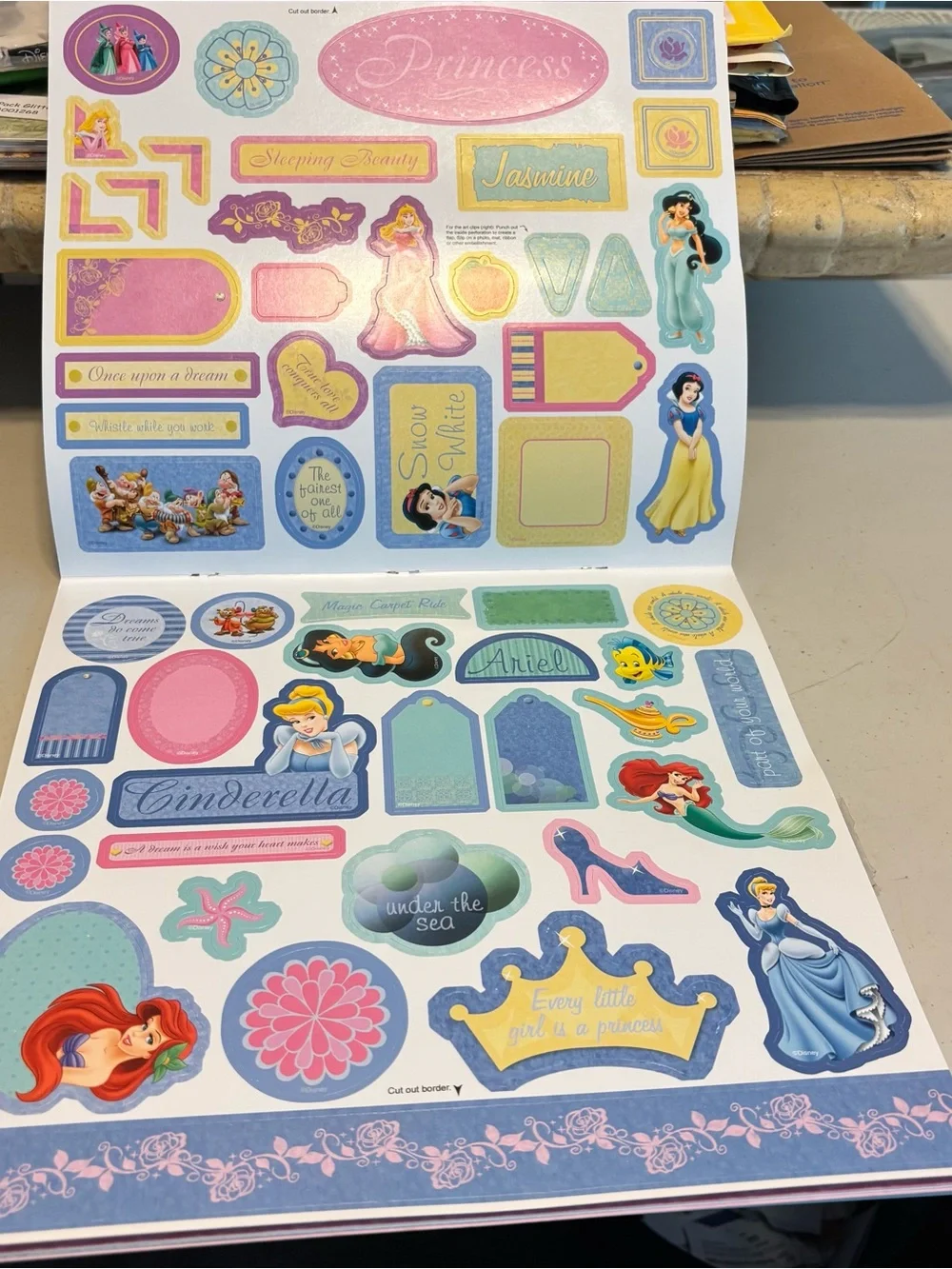 Disney Princess Scrapbook Kit - Pink, Blue, Yellow. New